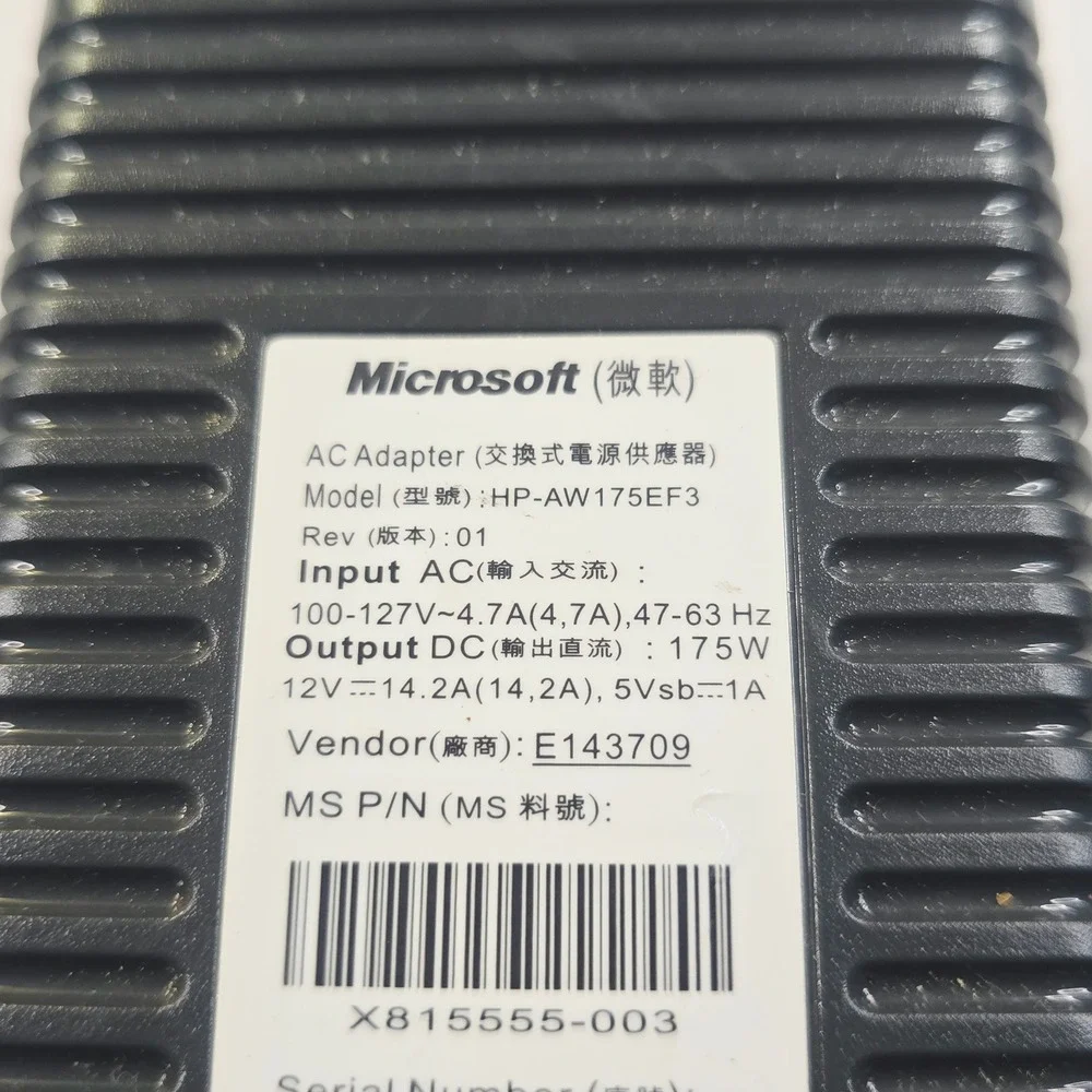 Genuine Microsoft Xbox HP-AW175EF3 360 Black 75 Watt AC Power Supply Adapter